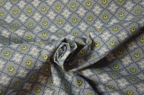 Baumwolle "Sunday" Blumen Muster rauchblau